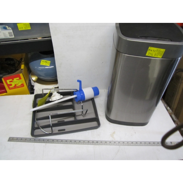 WATER BOTTLE HOLDER, PUMP, GARBAGE CAN & CUTLERY TRAY