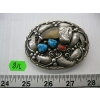 Image 1 : SILVER NAVAJO BELT BUCKLE W/CLAW & TURQUOISE CORAL STONES, STAMPED STERLING