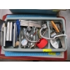 Image 2 : BIN OF MISC. CUTLERY, MEASURING CUPS, SCRAPERS, CUTTING MATS, ETC.