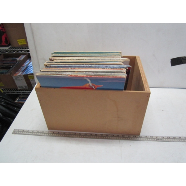 WOODEN BOX OF RECORDS