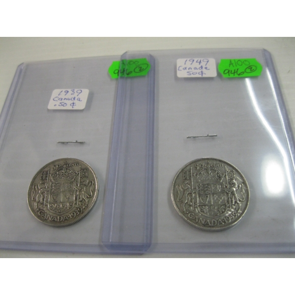 1939 & 1949 CDN 50 CENT COINS