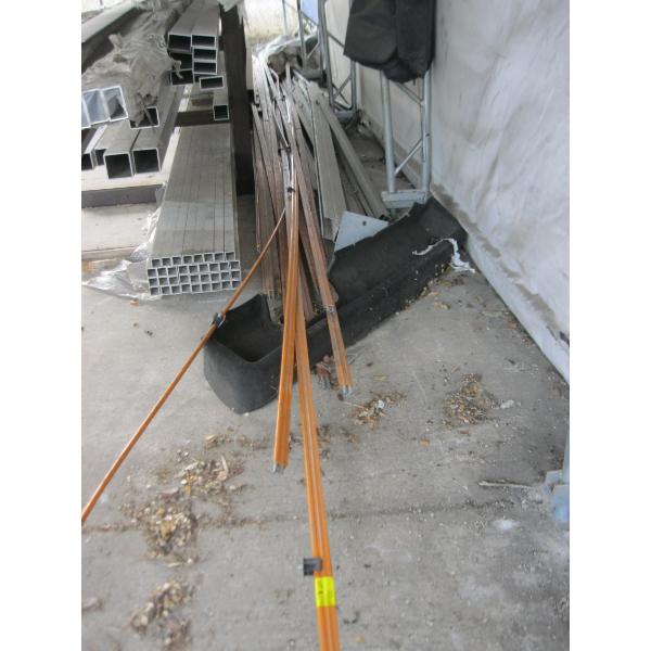 ASST. BEHIND RACK - PIPING, ORANGE PLASTIC COVERED ROD, ETC.