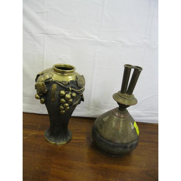 UNIQUE BRASS BUD VASE & BRASS VASE