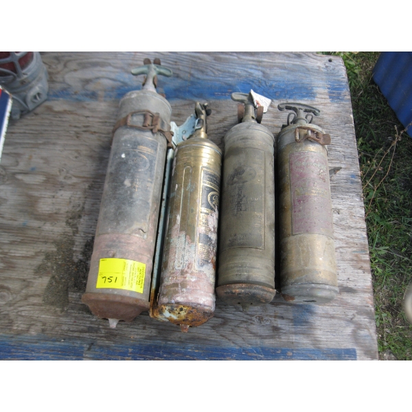 4 BRASS FIRE EXTINGUISHERS