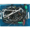 Image 4 : 2 HARD HATS & BIN OF MISC. WIRES & TOOLS