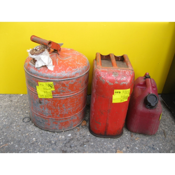 2 METAL FUEL CANS & A PLASTIC FUEL CAN