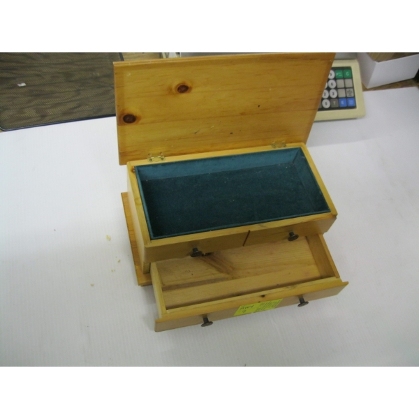 SM. LIFT TOP SINGLE DRAWER JEWELLERY BOX