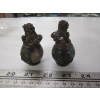 Image 2 : PAIR OF FOO DOGS JADE BALL W/SILVER AMULET & OVERLAY
