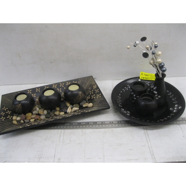 CANDLEHOLDERS, TRAY, ETC.
