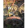 Image 3 : YARD ART W/PULL BEHIND HAY CUTTER & OLD WOODEN WAGON WHEEL