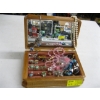 Image 1 : WOODEN JEWELLERY BOX W/ASST. FASHION JEWELLERY
