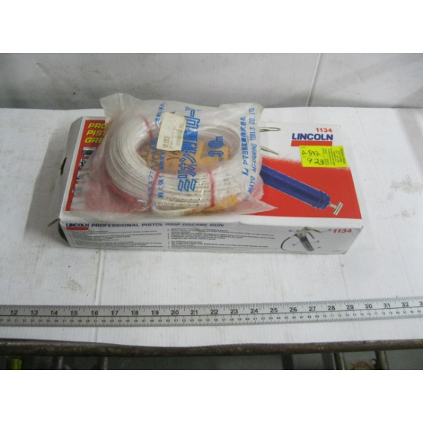 MEASURING LINE & A NEW LINCOLN GREASE GUN