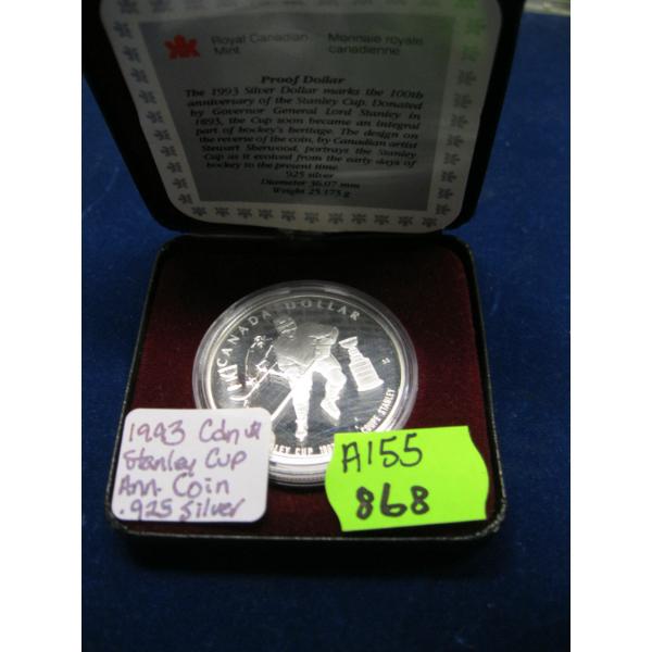 1993 CDN STANLEY CUP .925 SILVER COIN IN CASE