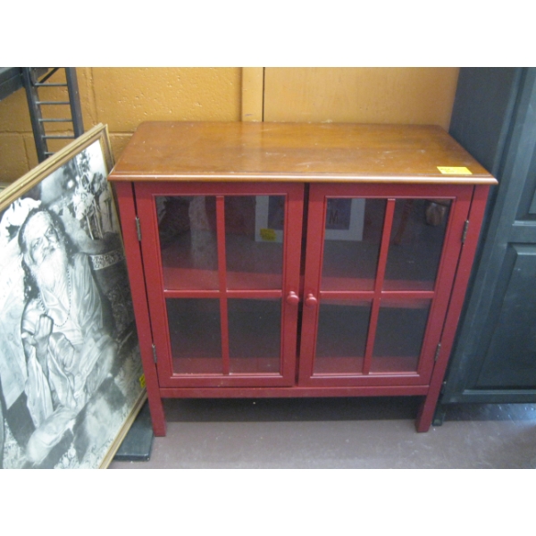 SM. RED GLASS DOOR 2 DOOR CABINET