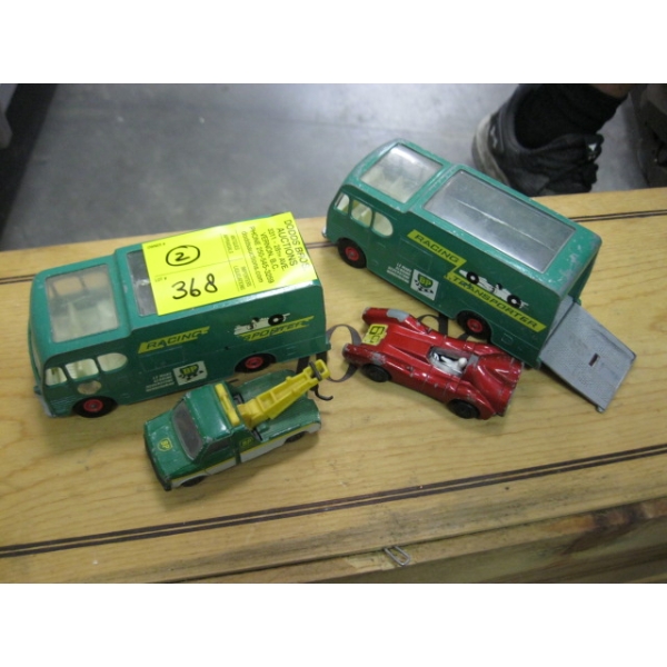 2 BP MATCHBOX TRANSPORTER TRUCKS W/CARS INSIDE