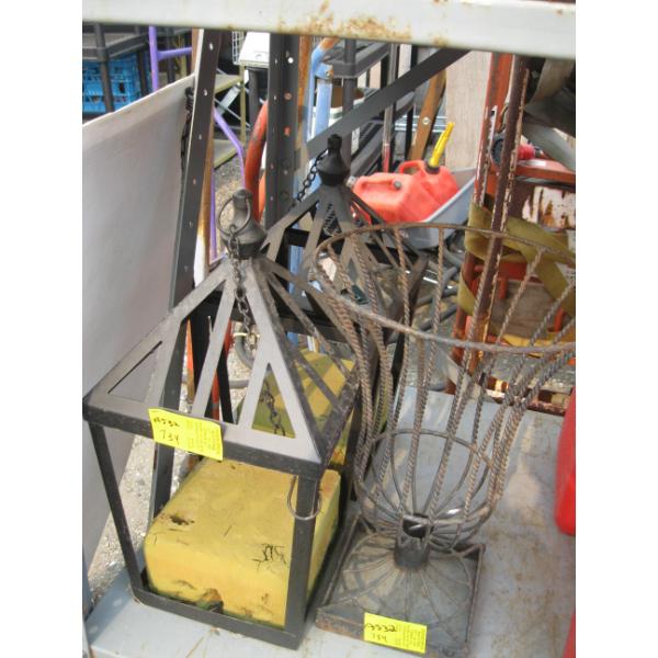 2 PLANT HANGERS & METAL PLANT STAND
