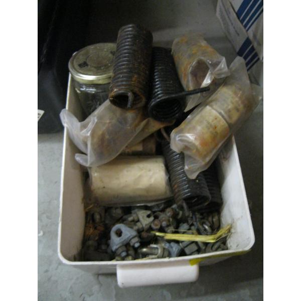 CONTAINER OF ASST. LG. CABLE LOCKS, SPRINGS, NUTS & BOLTS, ETC.