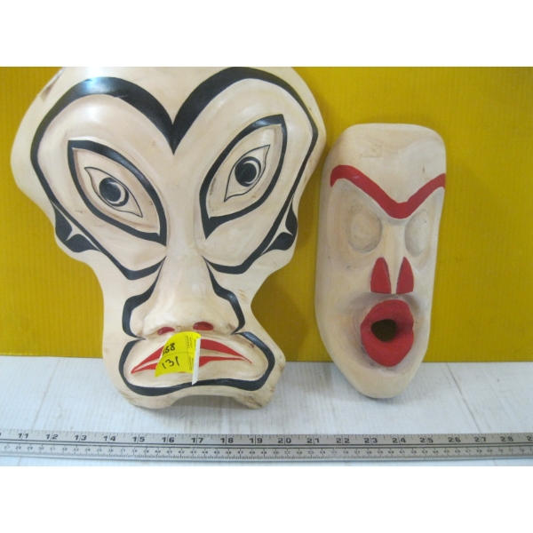 2 CARVED MASKS