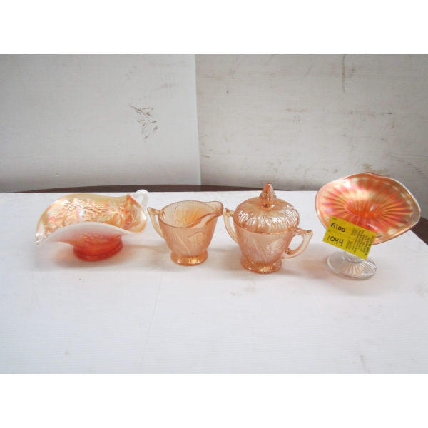 4 PIECES OF CARNIVAL GLASS
