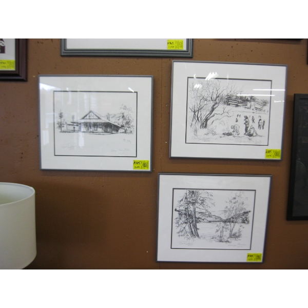 3 FRAMED PRINTS BY MARIE TOMLINSON - SALMON ARM THEME - NUMBERED