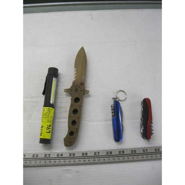 FLASHLIGHT & 2 MULTI TOOLS & A FOLDING KNIFE