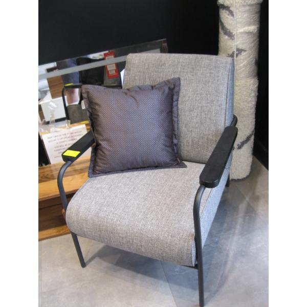 METAL FRAMED GREY ARMCHAIR