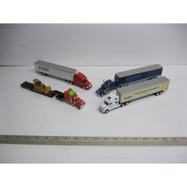 4 SEMI TRUCKS & TRAILERS - 1 W/CAT DOZER