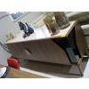 Image 1 : 4 DOOR WOOD, GLASS & MARBLE LOOK TOP SIDEBOARD