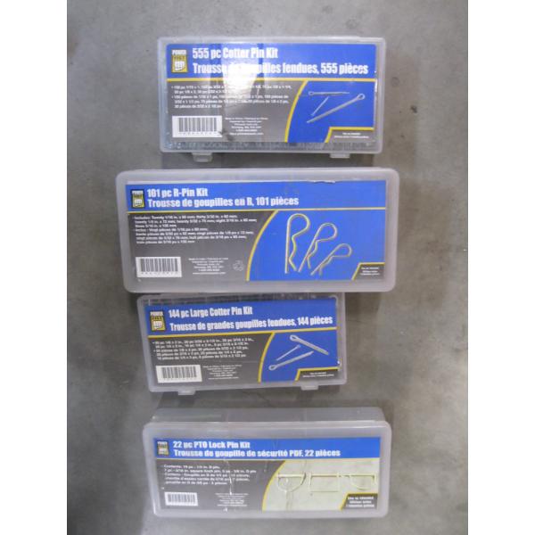 4 CASES OF COLDER PINS, LOCK PIN KITS, ETC.