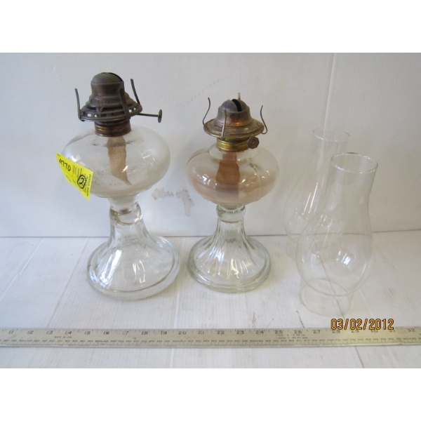 2 OIL LAMPS W/FLUTES