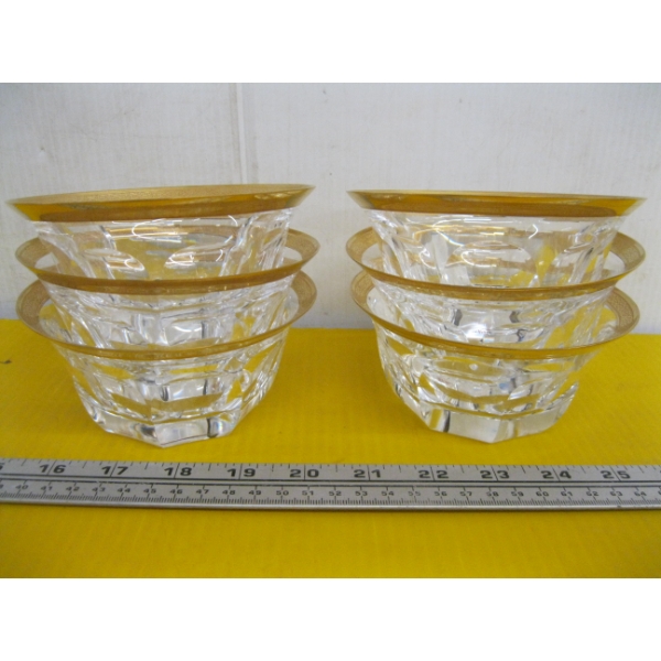 6 MOSERS 24KT GOLD RIM CRYSTAL BOWLS