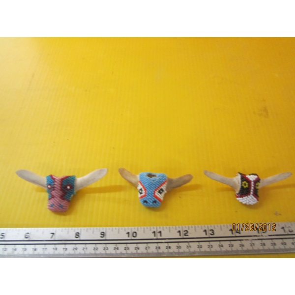 3 NAVAJO BEADED SCARF SLIDES ON VERTEBRAE