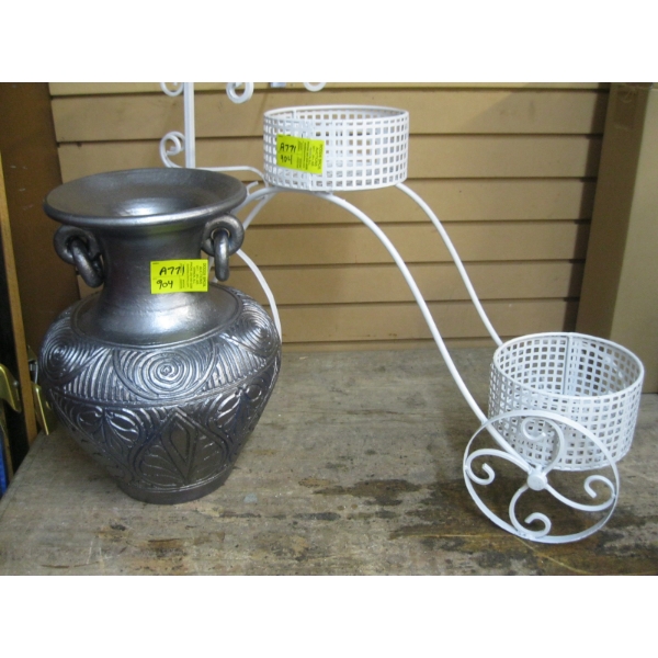 SILVER VASE & BICYCLE PLANTER