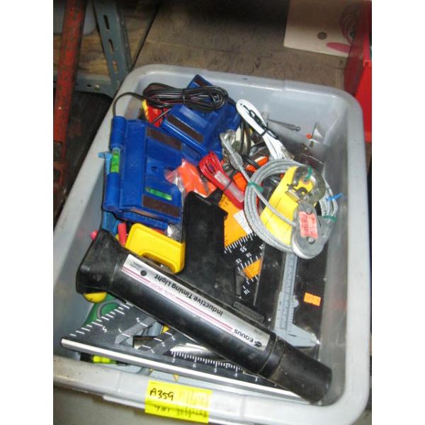 BIN OF MISC. WOOD CLAMP, CABLE, TIMING GUN, ETC.