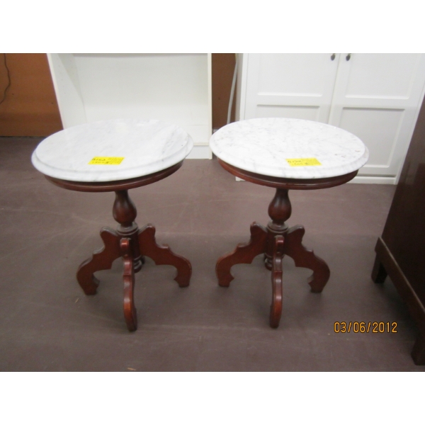 2 ROUND MARBLE TOP DECRATIVE TABLES