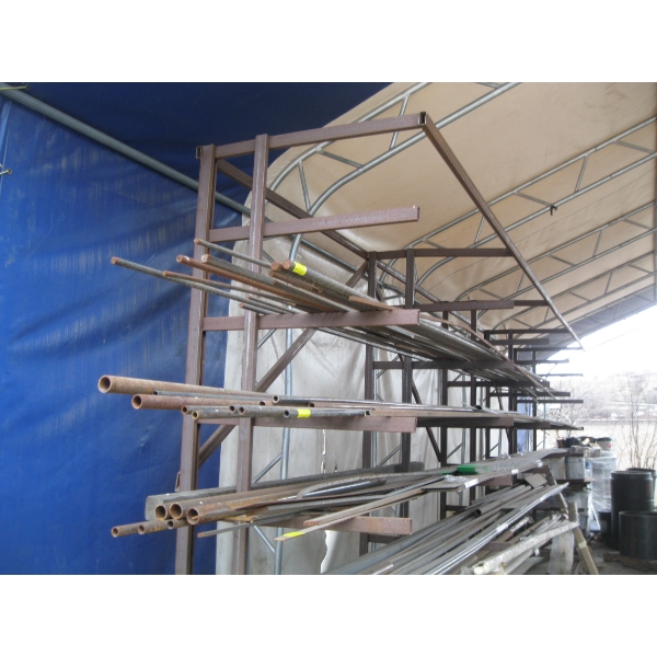 3 SHELVES ASST. STEEL - BAR, FLAT BAR, PIPING, ETC.