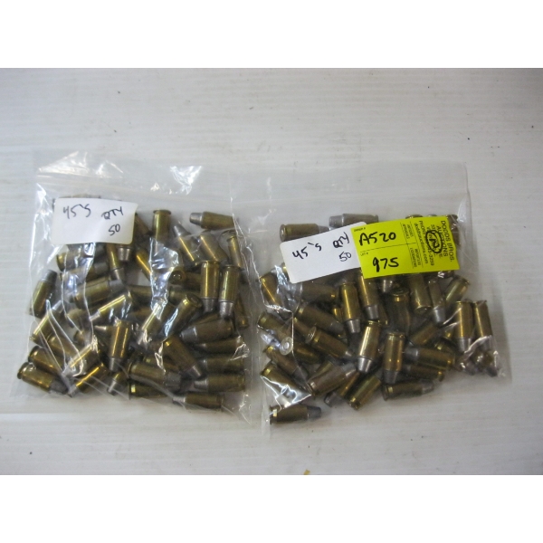 2 BAGS OF 50 .45 CARTRIDGES