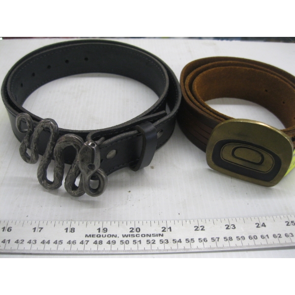 2 LEATHER BELTS W/BUCKLES