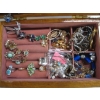 Image 2 : WOODEN JEWELLERY BOX W/ASST. FASHION JEWELLERY