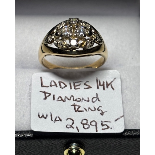 LADIES 14KT DIAMOND RING W/A $2,895, SZ 7 1/2