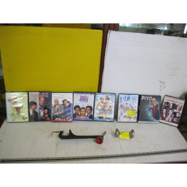 DVDs, VINTAGE BABY RATTLE & FLY TYING VISE