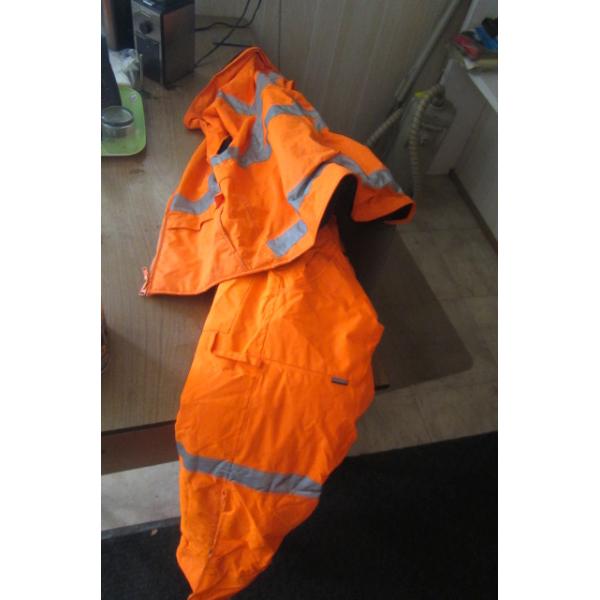 2-PC ORANGE JACKET & BIB PANTS (XL VEST & L PANTS)