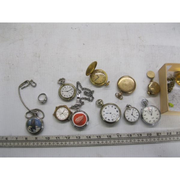 BOX OF ASST. POCKET WATCHES - VARIOUS CONDITIONS