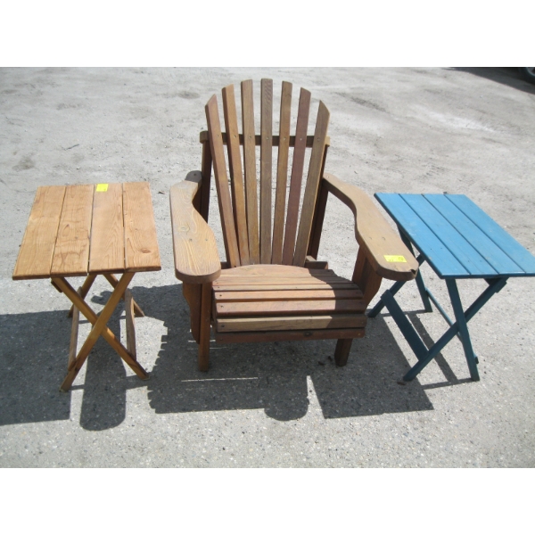 CHAIR & 2 FOLDING TABLES