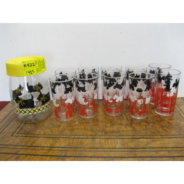 SCOTTY DOG GLASSES & DECANTER