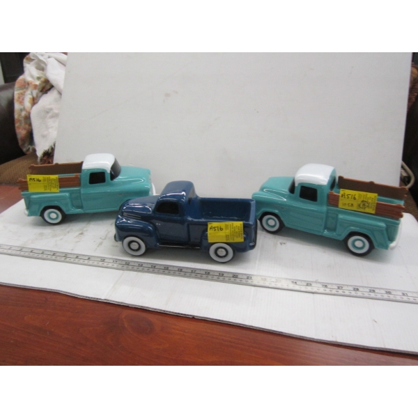 3 VINTAGE LOOK DECORATIVE TRUCKS
