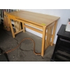 Image 2 : PINE STUDENT DESK, BLACK END TABLE, PINK IRONING BOARD W/IRON