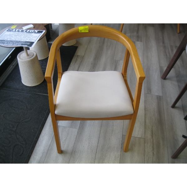 LIGHT UPHOLSTERED WOOD FRAMED DINING CHAIR