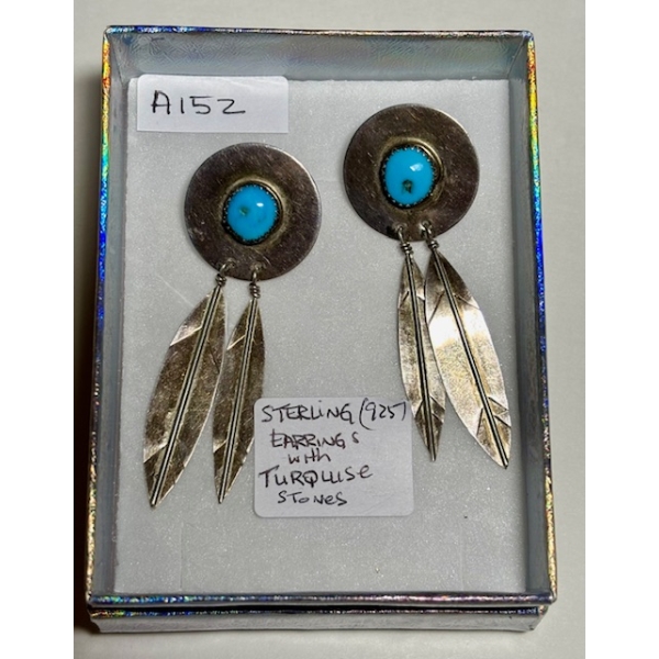 STERLING SILVER (.925) EARRINGS W/TURQUOISE STONES