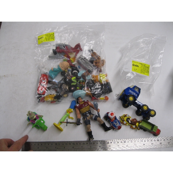 2 BAGS OF ASST. COLLECTABLE CARS & FIGURINES